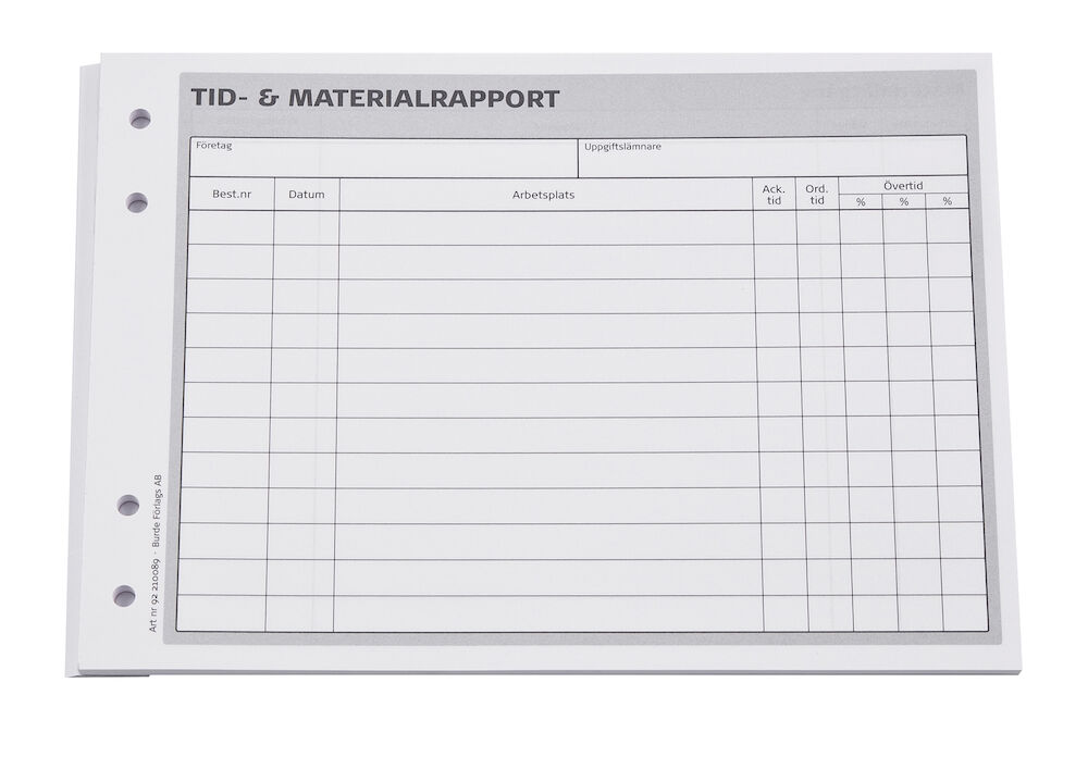 Tid- & materialrapport A5L