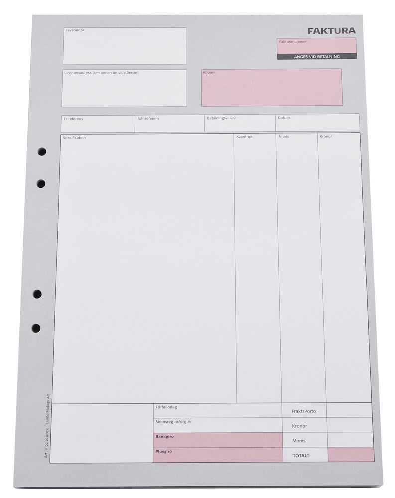 Faktura A4 onumrerade 2x50blad