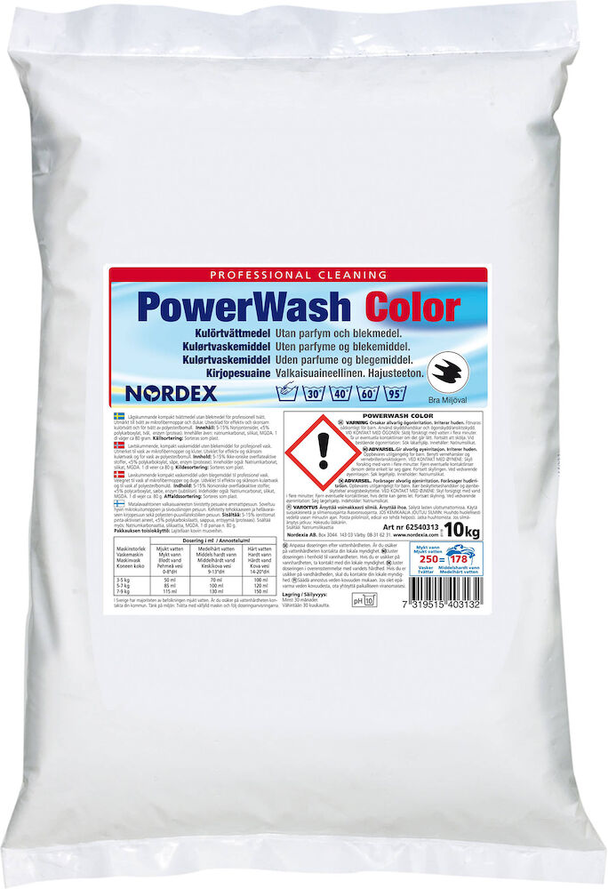 Tvättmedel pulver PowerWash Color 10 Kg