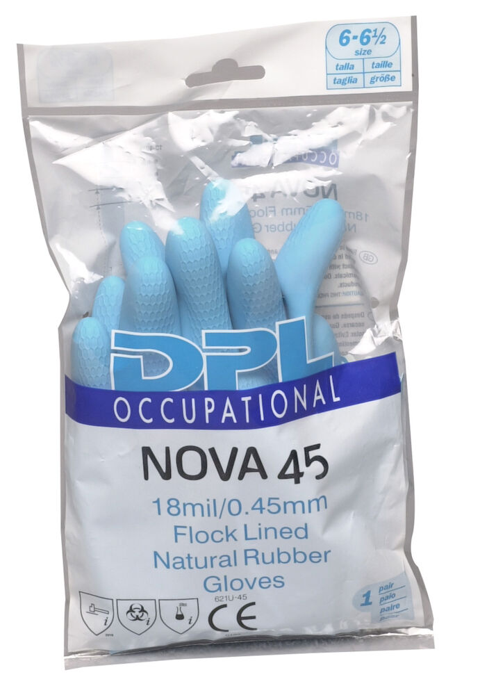 Handske Latex med velour Blå 1 par/fp