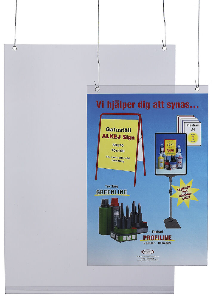 Plastficka med hål - dubbelsidig skyltning