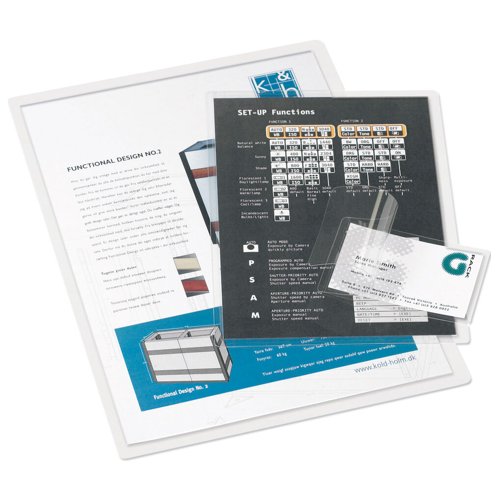 Kallamineringsfickor A4 / A7 / 54x86 mm