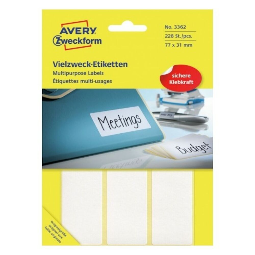 Märketiketter vit Avery