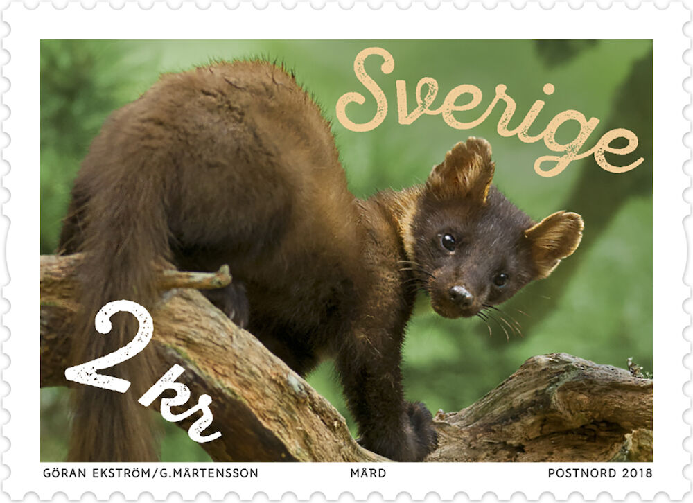 Tilläggsfrimärke Mård 2 kr