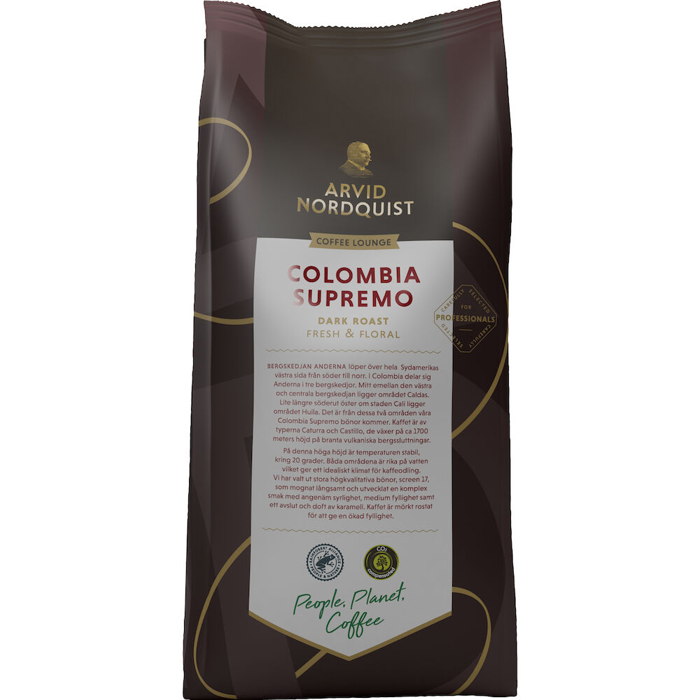 Kaffe Colombia Supremo Hela Bönor Mörkrost 500 gram Arvid Nordquist