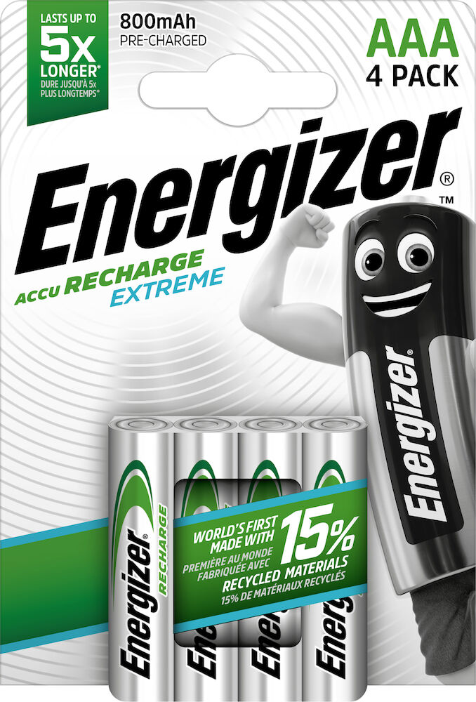 Laddningsbara Batterier Energizer Extreme AAA 4-pack 800 mAH