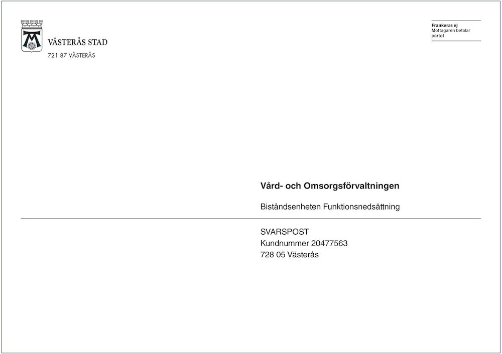 VÄS Kuvert C4f svar VoF bis funk f ej 500 st/fp