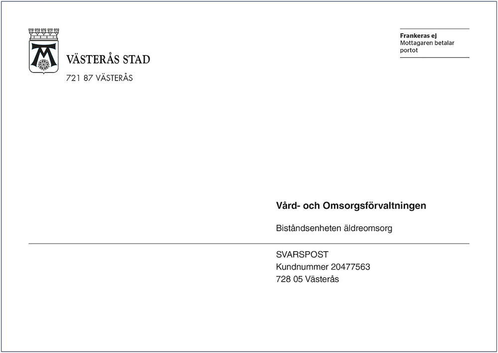 VÄS Kuvert C5f svar VoF bis äld f ej 500 st/fp