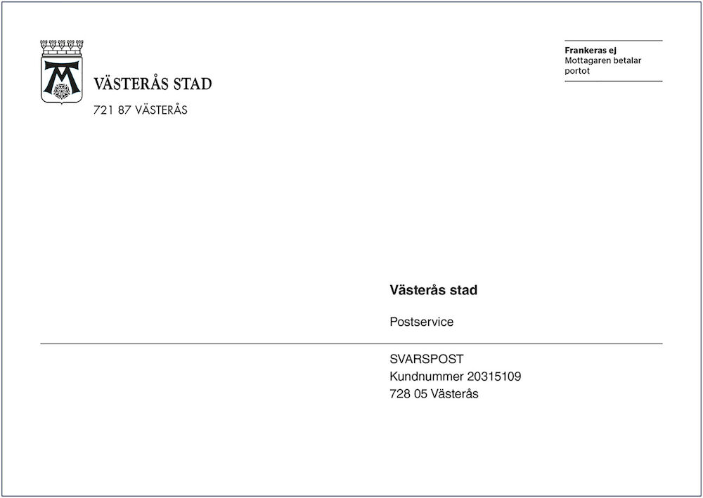 VÄS Kuvert C5f svar Postservice f ej 500 st/fp