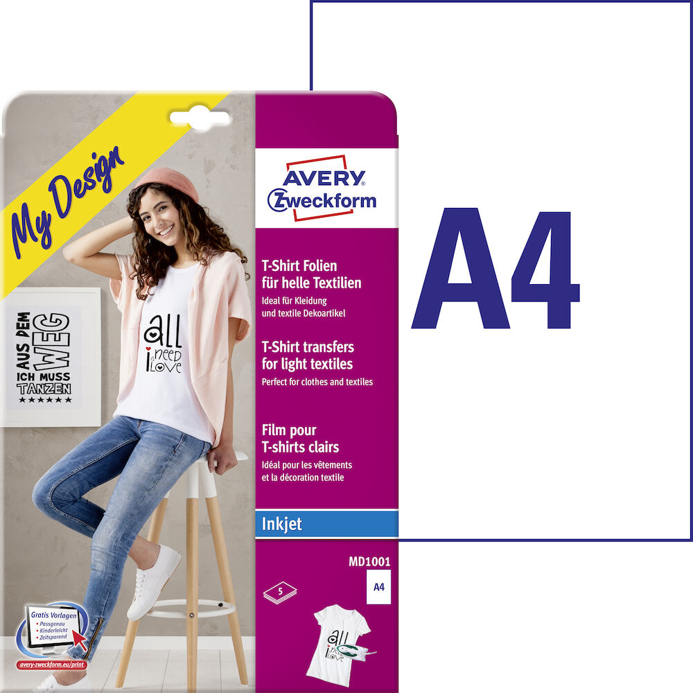 T-shirt transferpapper Avery Inkjet A4