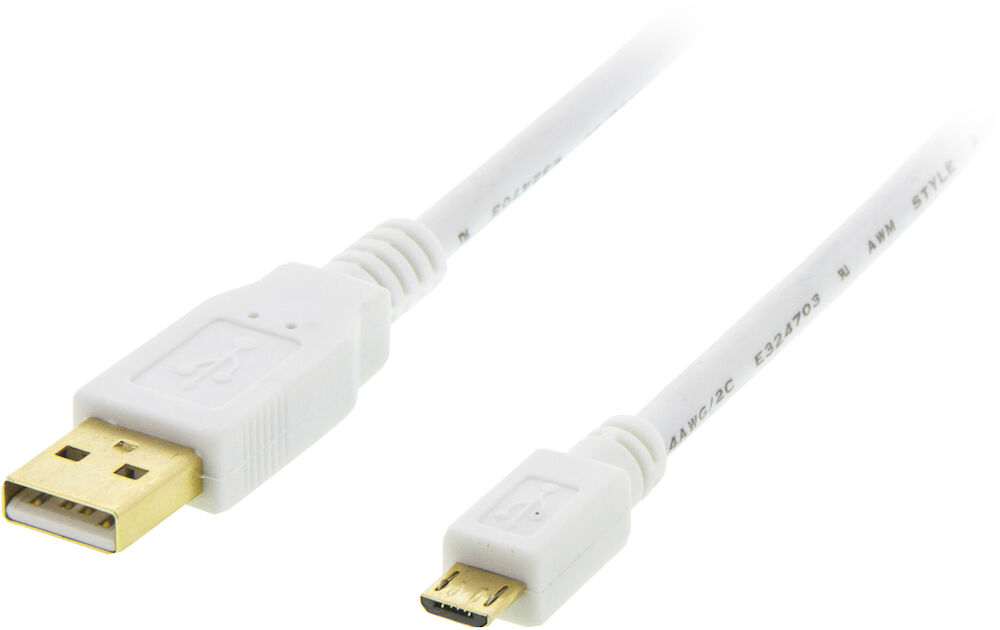 Synk-/laddkabel - USB 2.0 kabel Typ A ha - Typ Micro B ha, 5-pin Deltaco