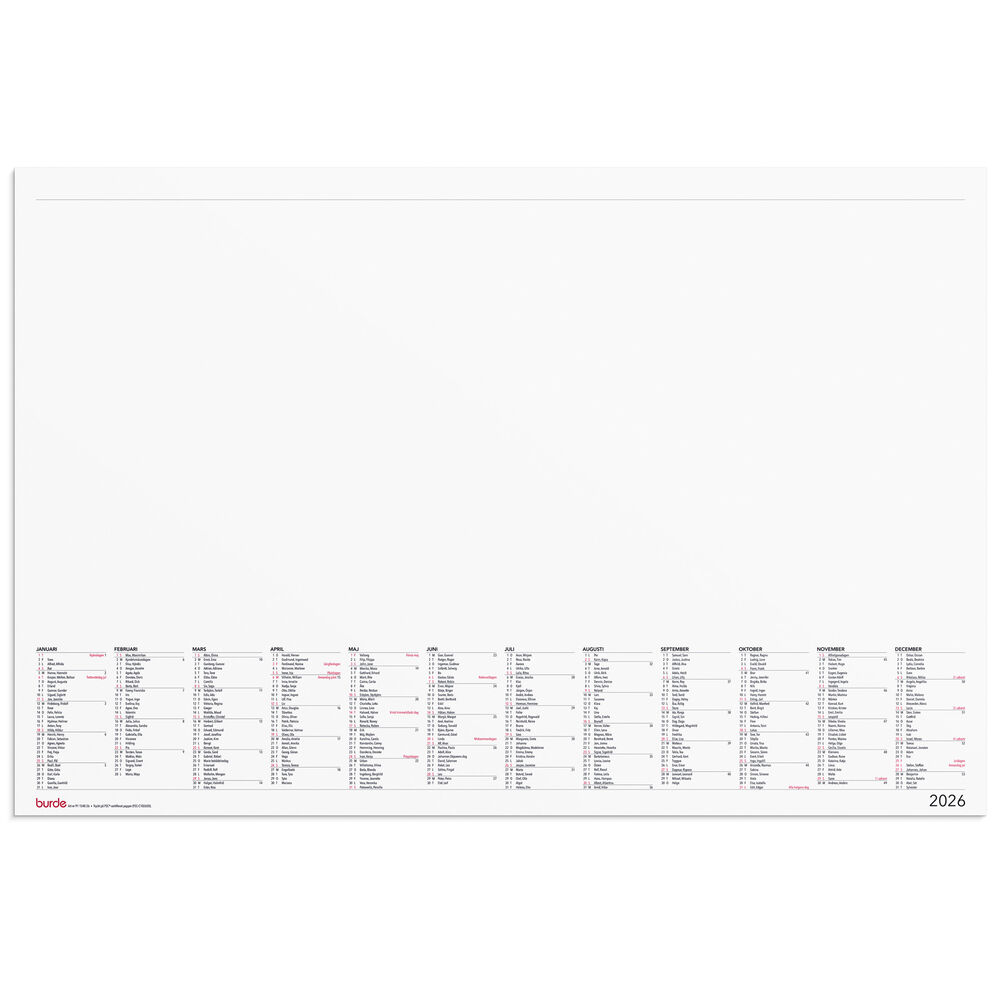 Skrivunderlägg/kalender Elegant 2026 Burde