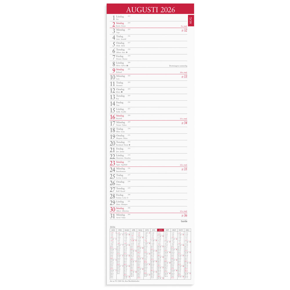 Stor Bordskalender 2026 Burde