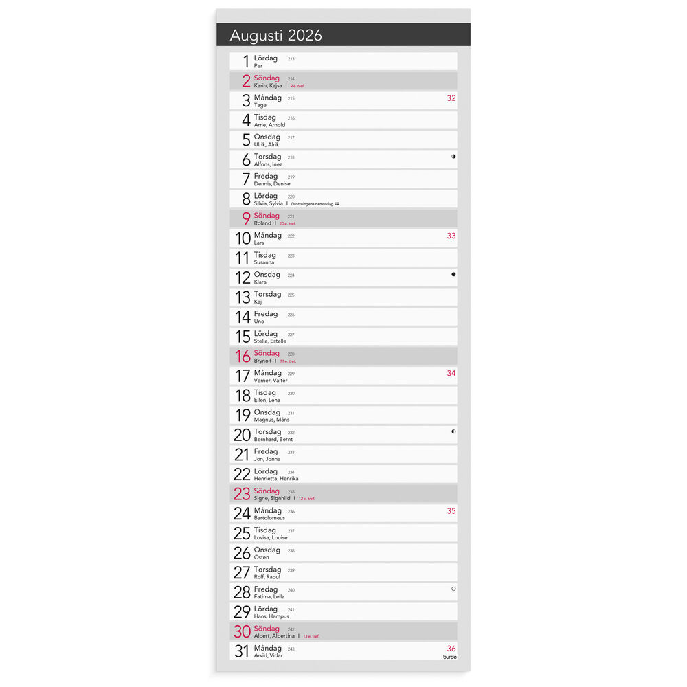Liten Bordskalender Elegant 2026 Burde