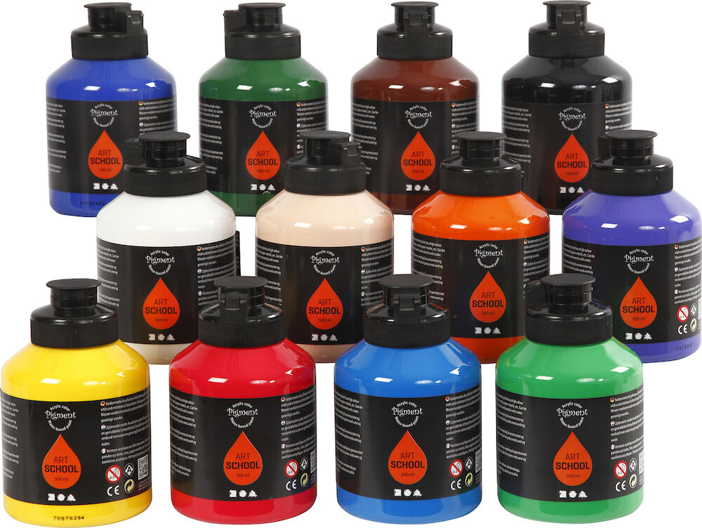 Akrylfärg Pigment mix 12x500ml  A-Color