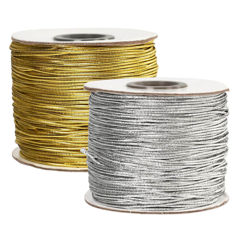Elastiskt snöre Guld/silver 1mm 100m