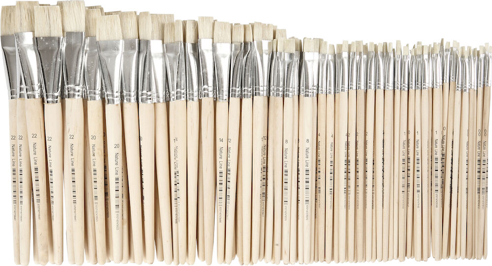 Svinborstpenslar platta med korta skaft 120-pack