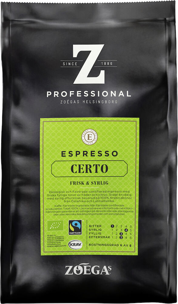 Kaffe Zoégas Professional Espresso Certo Hela Bönor Eko 500 g
