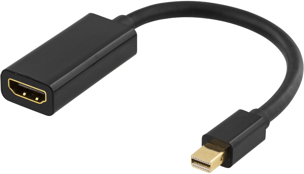 Adapter Mini DisplayPort - HDMI med ljud 4K 0,2 meter svart Deltaco