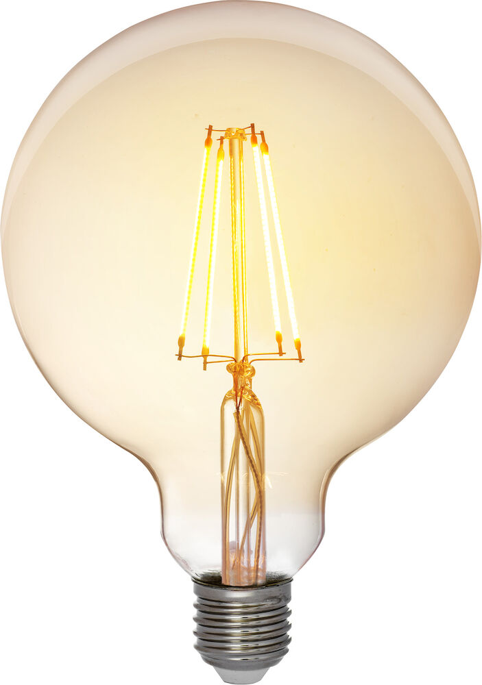LED Filament Airam E27 globlampa 125mm 1,3W amber 125lm mycket varmvit