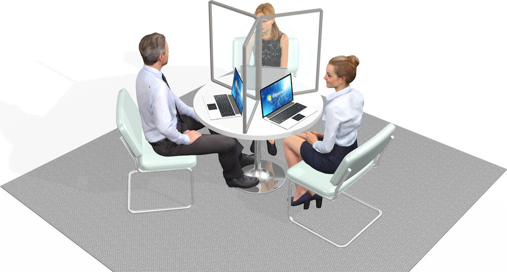 Skyddsskärm - 3-vägskryss till skärm bord - Komplett