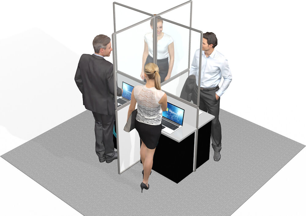 Skyddsskärm - 4-vägskryss till skärm golv - Komplett