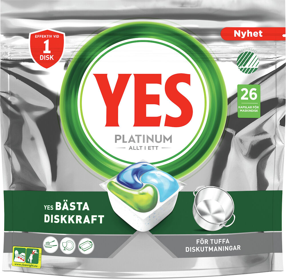Maskindiskmedel tabletter YES Platinum All In One
