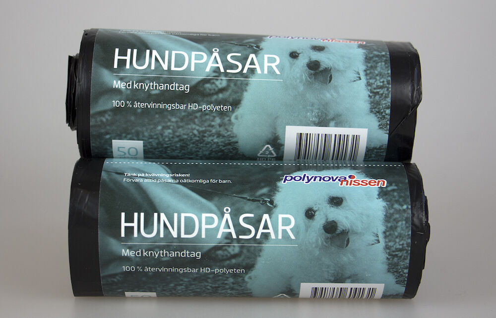 Hundpåse med knyt svart 50 st/rulle