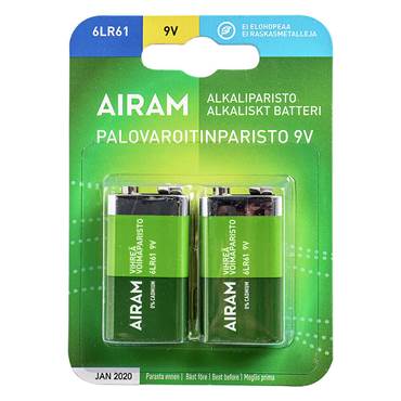 P8560610 Batteri Airam Alkaliskt 9V 2 st/fp