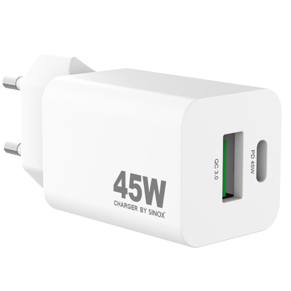 Laddare USB-A/USB-C/PD 45W Sinox